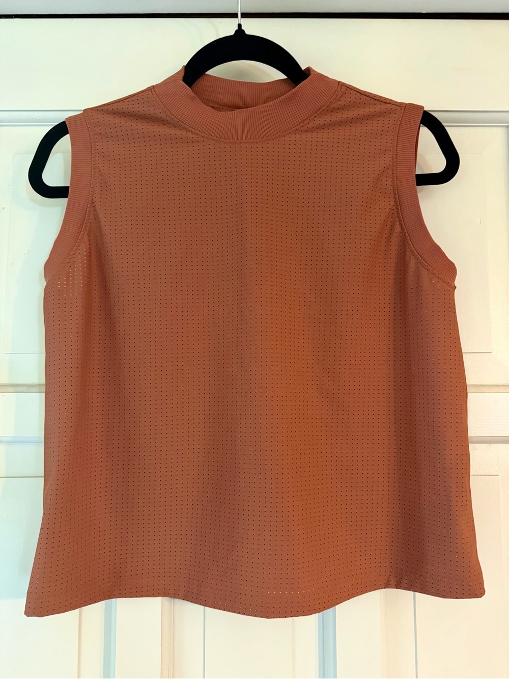 Calia Mock-Neck Sleeveless Tank Top in Rust